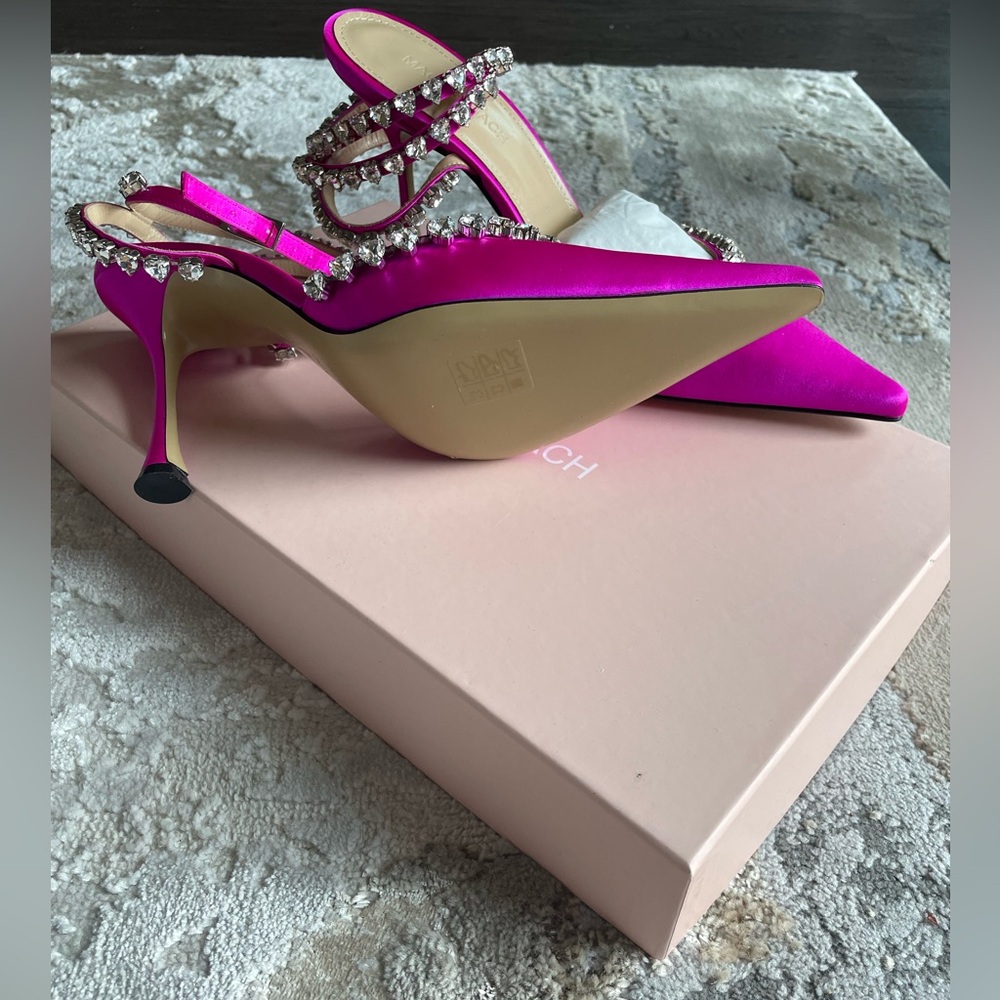 Fushia Audrey 100 Heart Crystal Pumps, Brand Size 38 1/2 ( US Size